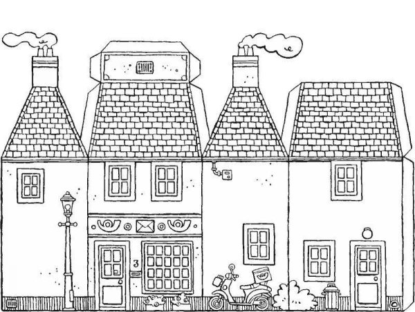 Бумажный домик раскраска
