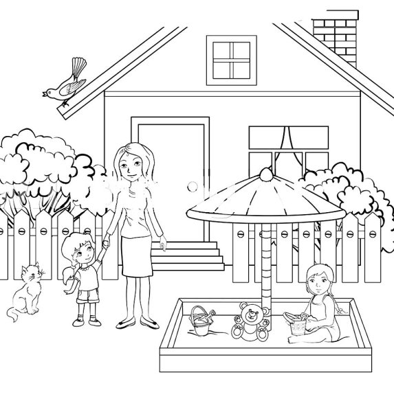 Раскраска. В детском саду