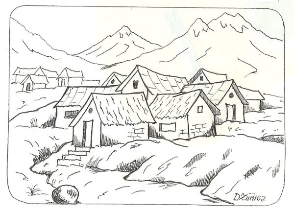 Сельский пейзаж раскраска