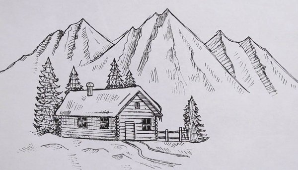 Пейзаж карандашом для срисовки