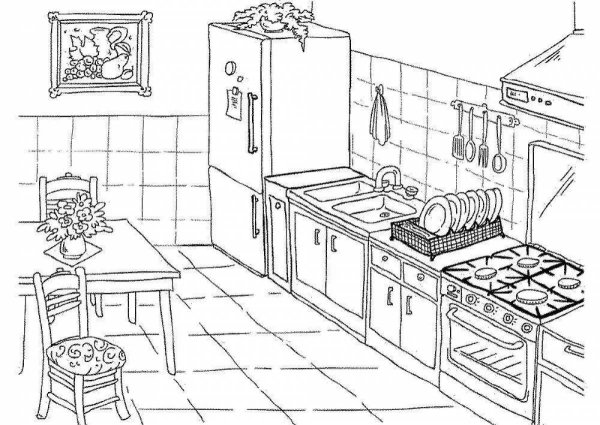 Раскраска кухня