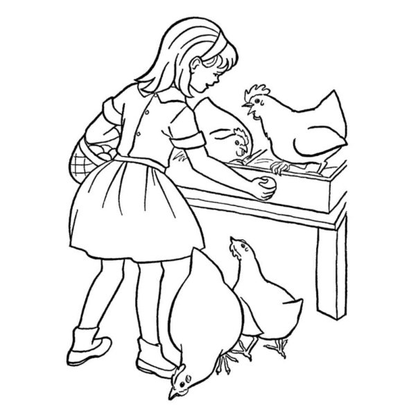 Раскраска для девочек курица