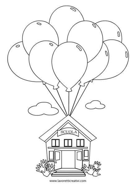 Дом с шариками раскраска