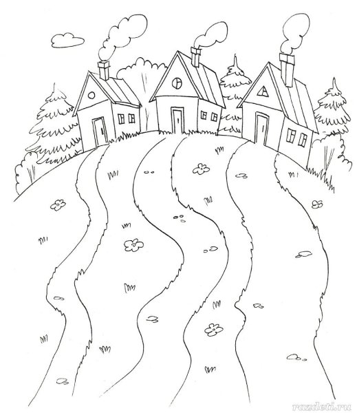 Тропинка узкая и широкая раскраска