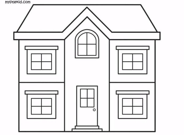 Двухэтажный дом раскраска для детей