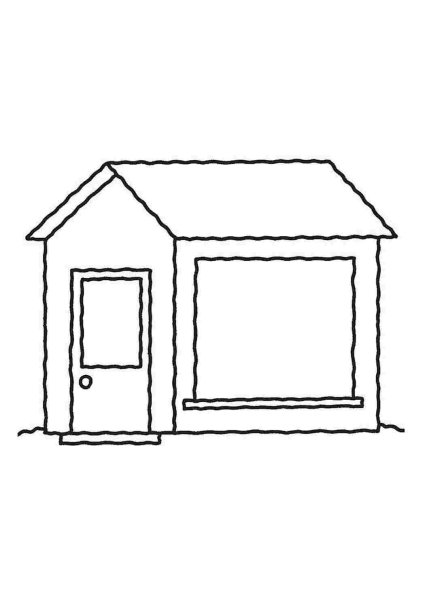 Раскраска домик с окошками