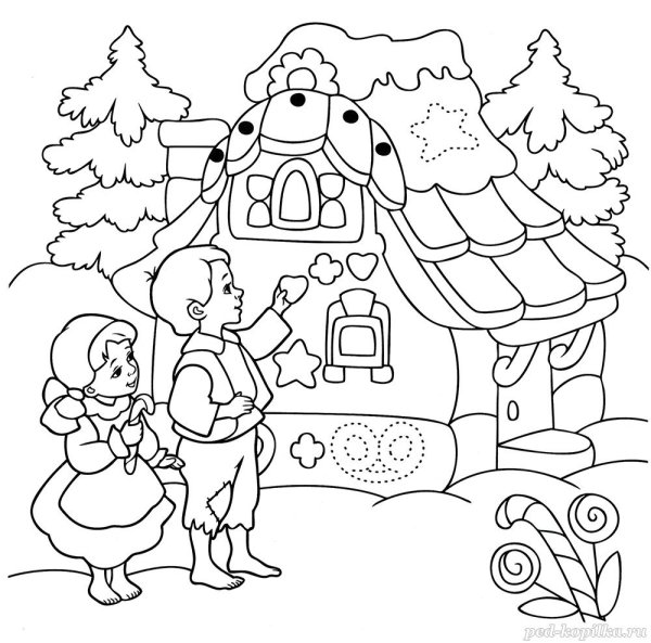 Гензель и Гретель раскраска