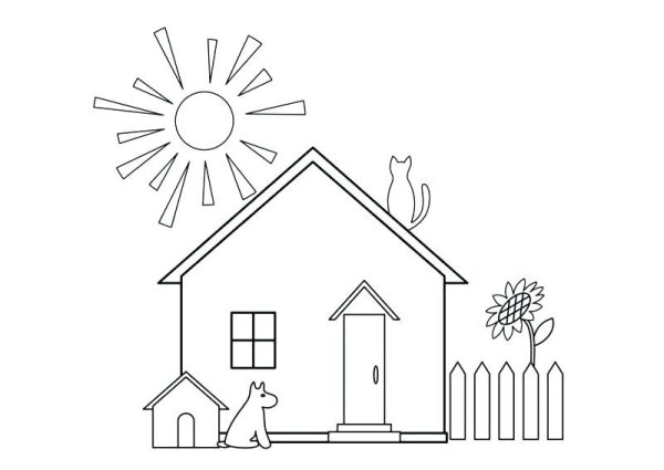 Дом для раскрашивания с забором