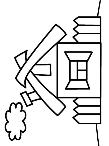 Раскраска домик с забором