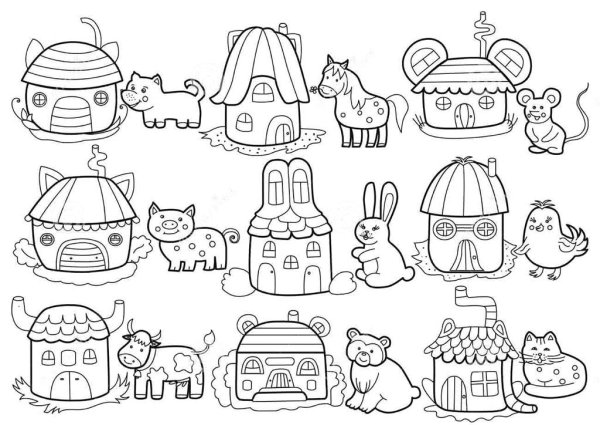 Раскраска домик для животных