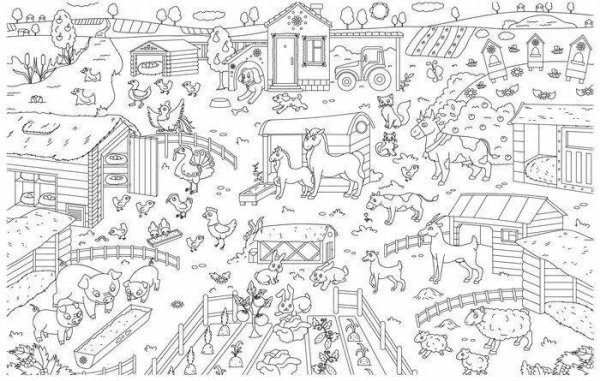 На ферме. Раскраска