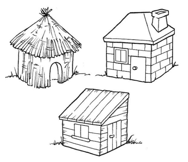 Домики 3 поросят рисование в старшей группе