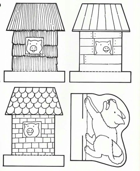 Домики поросят раскраска