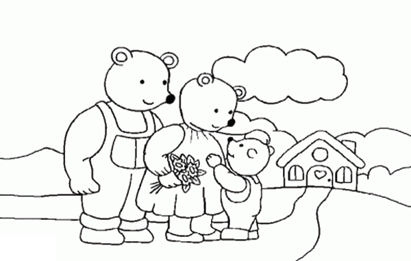 Семья мишек раскраска