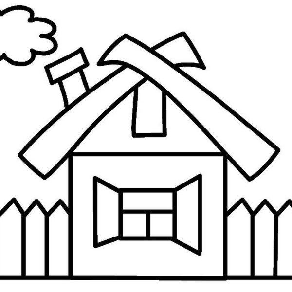 Домик раскраска для малышей