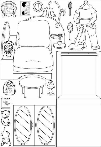 Раскраска мебель для кукол