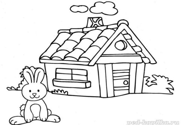 Лубяная избушка раскраска для детей