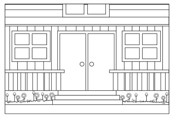 Домик для бумажных кукол раскраска