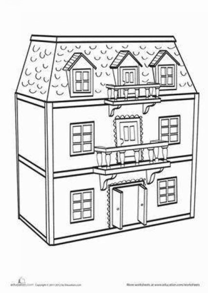 Раскраска домик для кукол
