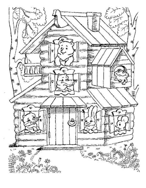 Раскраска мышка норушка из сказки Теремок