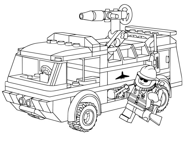 Пожарная машина лего Сити раскраска