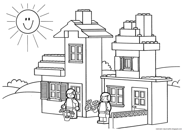 Раскраска лего домики