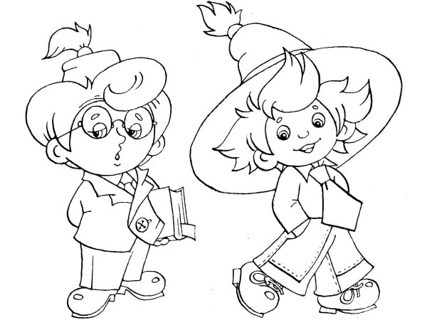 Герои Носова Незнайка раскраска