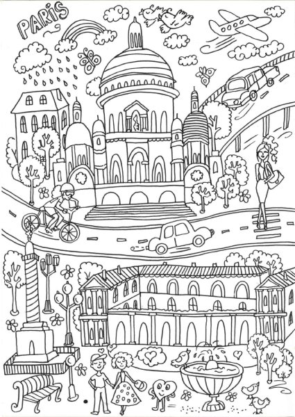 Достопримечательности города раскраска