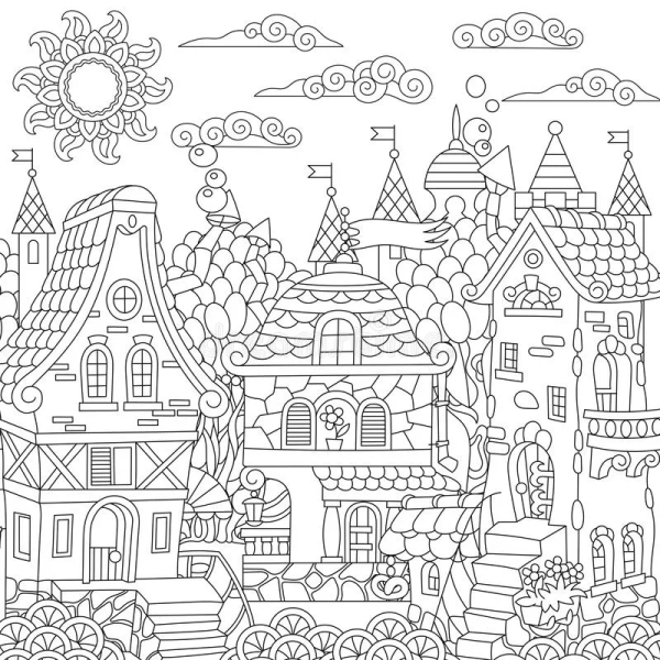 Сказочный город раскраска
