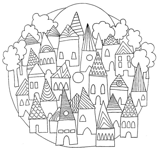 Сказочный город раскраска