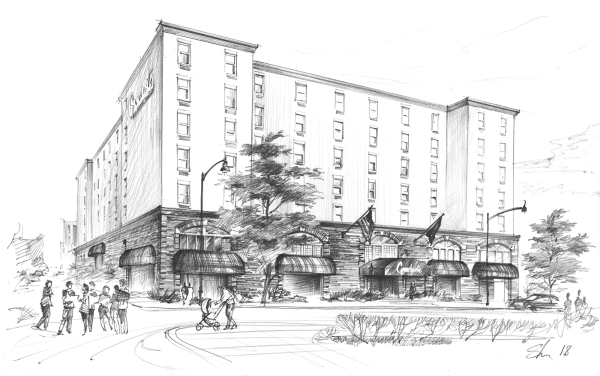 Рисунок здания карандашом