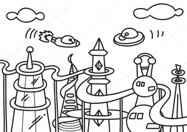 Город будущего раскраска для детей