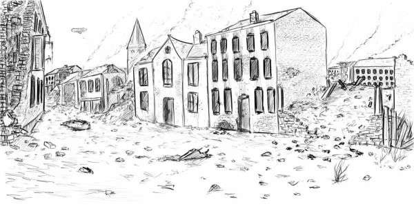 Рисование разрушенных зданий