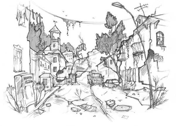 Разрушенный город скетч