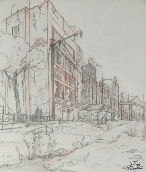 Арты города карандашом