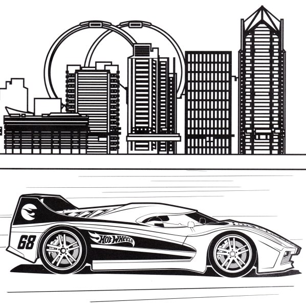 Автомобили в городе рисунок