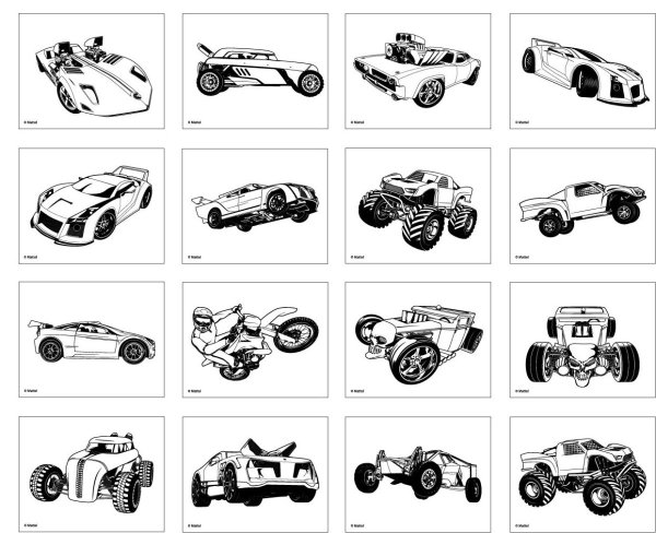 Раскраска маленькие машинки хот Вилс