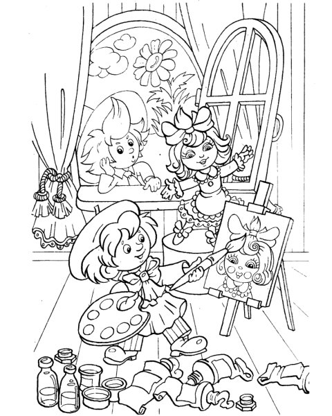 Приключения Незнайки раскраска