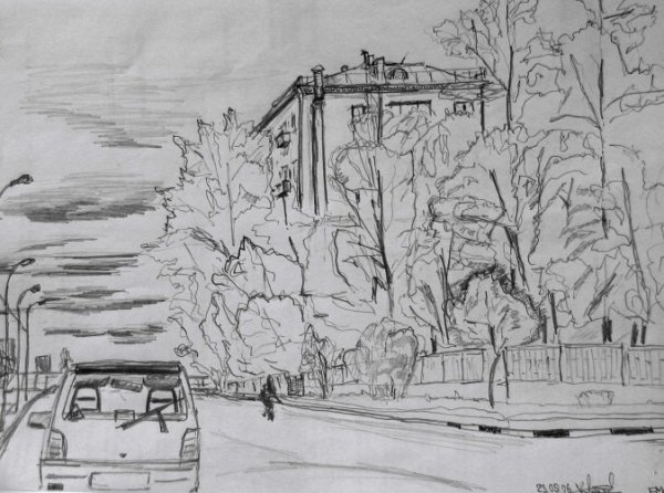 Набросок на тему городской пейзаж