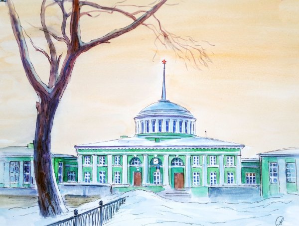 ЖД вокзал Мурманск рисунок