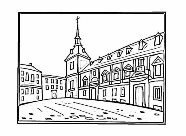 Раскраска городская площадь