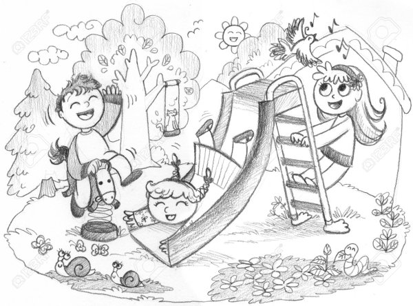 Рисунок на тему детство карандашом