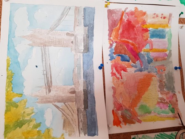 Акварельные раскраски по эскизам пейзажи