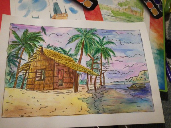 Пейзажи для раскрашивания акварелью