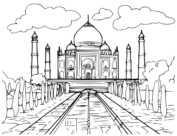 Раскраска храм Тадж Махал Индия