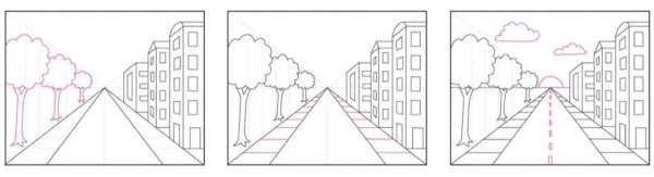 Поэтапное рисование города