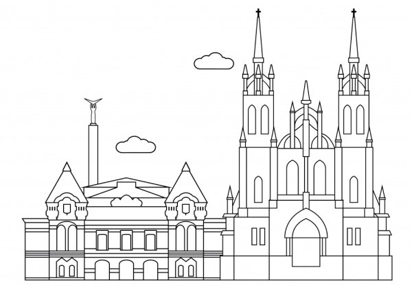 Достопримечательности Самары раскраска