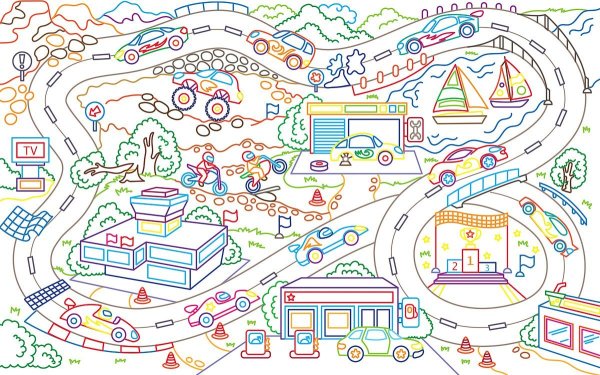 Машинка и трасса для раскрашивания