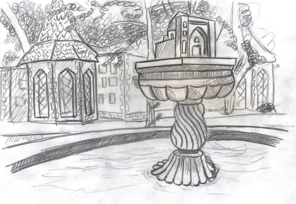 Эскиз фонтана в парке
