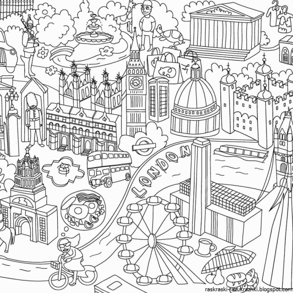 Раскраска город для детей